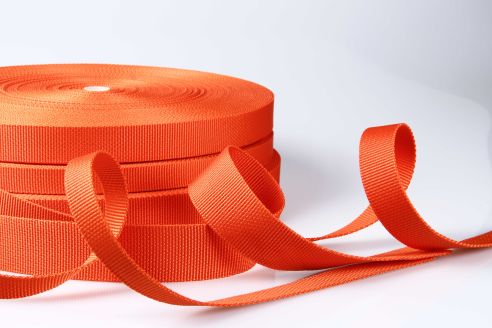 PP-Gurtband | 40 mm Breite | 50 m Rollenware | Sonderfarbe Kürbis-orange | stabil | robust | flexibel | 1,8 mm Stärke