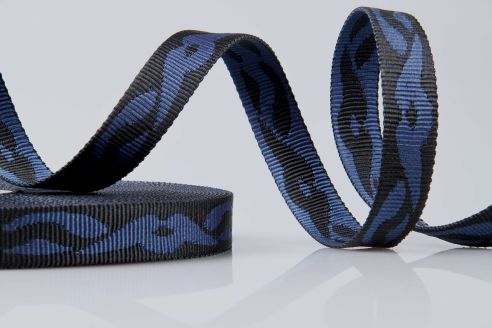 PA-Motivband Keltic | Marine/Schwarz | Meterware | Softes Nylon Gurtband mit beidseitigem Keltik-Design | 25 mm | 1,8 mm Stärke